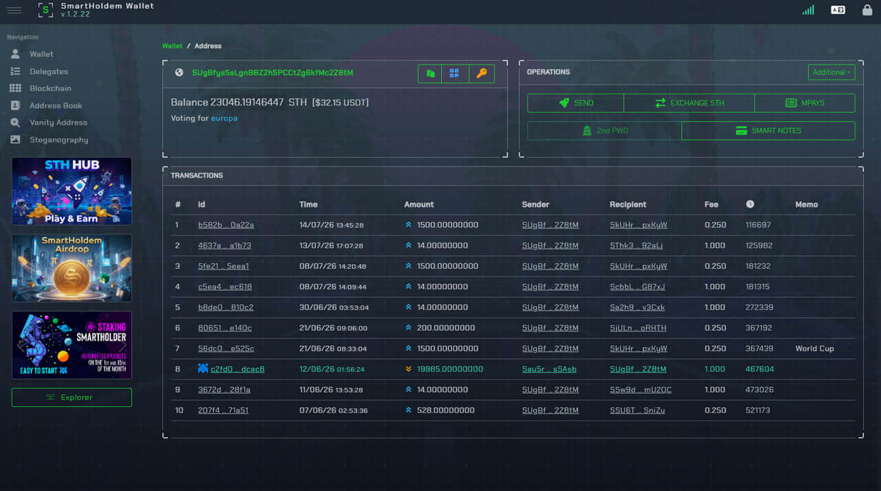 SmartHoldem Wallet swap UI