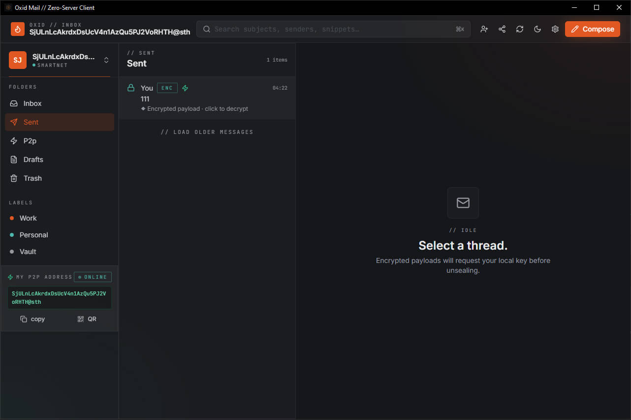 0xID Mail — three privacy modes