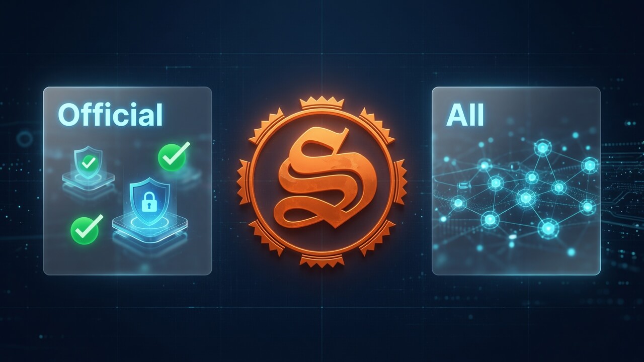 Two-tier catalog: Official / All toggle